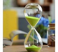 Large Fashion Colorful Sand Glass Sandglass Hourglass Timer Clear Smooth Glass Measures Home Desk Decor Xmas Birthday Gift (15 Minutes, Green)