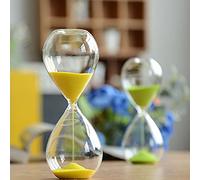 Large Fashion Colorful Sand Glass Sandglass Hourglass Timer Clear Smooth Glass Measures Home Desk Decor Xmas Birthday Gift (10 Minutes, Yellow)
