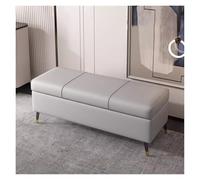 Large Faux Leather Ottoman Storage Bench with Lift Top Rectangular Upholstered Footstool for Bedroom Living Room Entryway Gray 60CM - Stylish Storage Solution