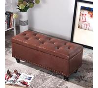 Large Faux Leather Storage Ottoman Bench Stylish Padded Footstool with Ample Space for Toys Blankets & More Ideal for Hallway & Window Seat Decor