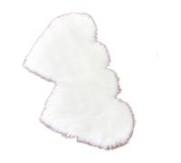 Large faux wool double heart-shaped rug, 70x140cm white plush runner rug, soft non-slip bedroom mat, Valentine's Day decoration.