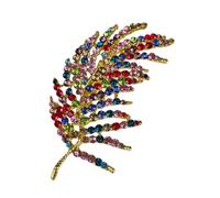 Large Feather Brooch Pin Sparkling Diamante Crystal Design Remembrance Free Spirit Theme Fashion Brooch Gift for Her Multicolour