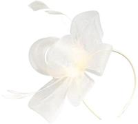Large Feather Looped Headband Fascinator Ladies Day Wedding (Cream)