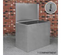 MonsterShop Large Storage Feed Bins 64L Galvanised Metal Waterproof Rodent Proof Outdoor Farm Garden Animal Silver One Size