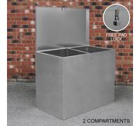 Large Feed Bins Storage 64L Galvanised Metal Waterproof Outdoor Animal Lockable