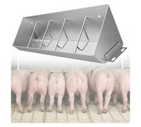 Large Feed Troughs for Livestock, Hanging/Ground Pig Feeder Trough, Separated Fence Goat Trough Feeder, Stainless Steel Animal Feeding Trough, with 5/8/10 Slots(5 slots/3.9 ft/39.4 in Long)