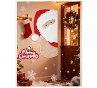 Large Felt Board Christmas Santa Door Decor - Extra Thick Textured Felt Board with Nano Sticky Tape, Removable Wall Decoration for Home, Classroom, Festive Event(red, 80x40 cm)