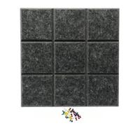 Large Felt Bulletin Board with 10 Push Pins,Self-Adhesive Poster Cork Board Tiles for Walls,Photos Memos Notice Boards for Home Office School (Dark Gray,6Pcs-Velcro)