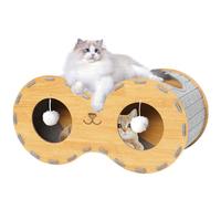 Large Felt Cat House for Indoor Cats - 2-in-1 Enclosed Bed & Play Tunnel with Hanging Ball, Scratch-Resistant Hideaway for Multiple Pets up to 20lbs, Foldable Cat Condo
