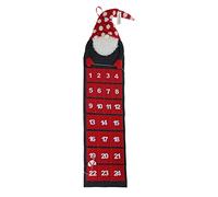 Large Felt Hanging Santa Claus Father Christmas Advent Calendar with Pockets - Reusable Xmas Decorative Children's Kids Gift Present Storage (Red Hat)