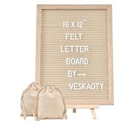 Large Felt Letter Board with 402 Letters, Numbers and Symbols - Large Editable Message Board with Wooden Frame, Wall Hanging Hook, 2 Canvas Bags, Wooden Stand (Beige)