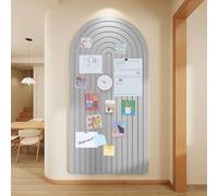 Large Felt Notice Board 120 x 60 cm Felt Board - Round Edges Decorative Notice Board Self-Adhesive Cork Board Alternative for the Wall, Foldable Picture Board Vision Board with 30 Push Pins, Light