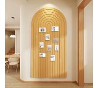 Large Felt Notice Board 120 x 60 cm Felt Board - Round Edges Decorative Notice Board Self-Adhesive Cork Board Alternative for the Wall, Foldable Picture Board Vision Board with 30 Push Pins, Cinnamon