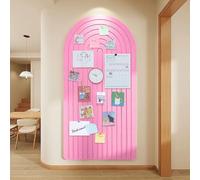 Large Felt Notice Board 120 x 60 cm Felt Board - Round Edges Decorative Pin Board Self-Adhesive Cork Board Alternative for the Wall, Foldable Picture Board Vision Board with 30 Push Pins, Peach Pink