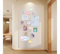 Large Felt Notice Board 120 x 60 cm Felt Board - Round Edges Decorative Pin Board Self-Adhesive Cork Board Alternative for the Wall Foldable Picture Board Vision Board with 30 Push Pins, Light Camel