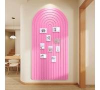 Large Felt Notice Board 120 x 60 cm Felt Board - Round Edges Decorative Pin Board Self-Adhesive Cork Board Alternative for the Wall, Foldable Picture Board Vision Board with 30 Push Pins, Peach Pink