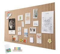 Large Felt Notice Board, Self-Adhesive, 120 x 90 cm, Felt Board, Cinnamon Yellow, Vertical Stripes, Decorative Notice Board, Foldable Photo Board, Memo Boards, Bulletin Board for Office, Kitchen