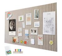 Large Felt Notice Board, Self-Adhesive, 120 x 90 cm, Felt Board, Dark Camel, Vertical Stripes, Decorative Notice Board, Foldable Photo Board, Memo Boards, Bulletin Board for Office, Kitchen