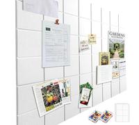 Large Felt Notice Board Self-Adhesive 30 x 30 cm, Pack of 12 Felt Board Memo Boards with 60 Push Pins Bulletin Board Wall Decoration for Office Kitchen, Vision Board Photos Memos Pin Board White