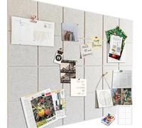 Large Felt Notice Board Self-Adhesive 30 x 30 cm, Pack of 6 Felt Board Memo Boards with 60 Push Pins Bulletin Board Wall Decoration for Office Kitchen, Vision Board Photos Memos Pin Board Light Camel