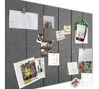 Large Felt Notice Board, Self-Adhesive, 30 x 30 cm, Pack of 6 Felt Boards, Memo Boards with 60 Push Pins, Bulletin Board, Wall Decoration for Office, Kitchen, Vision Board, Photos, Memos, Pin Boards