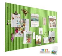 Large Felt Notice Board, Self-Adhesive, 60 x 40 cm, Felt Board, Fruit Green, Vertical Stripes, Decorative Notice Board, Foldable Photo Board, Memo Boards, Bulletin Board for Office, Kitchen