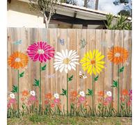 Large Fence Flower Stencils for Painting on Wood Jumbo Sunflower Floral Butterfly Fence Stencils for Outdoors Garden Walls Lace Crafts Reusable Home Canvas Furniture Paper (fence8)
