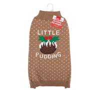 Large Festive Little Pudding Pet Jumper with Harness/Lead Hole - Soft Acrylic Dog Christmas Sweater - Warm & Lightweight Holiday Outfit for Winter Walks & Seasonal Photos