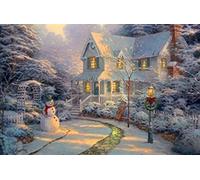 Large Festive Snowman Winter Christmas Snow Scene Light up LED Canvas/Picture