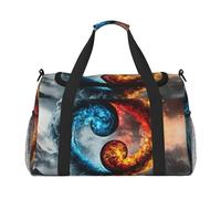 Large Fire and Ice Yin and Yang Tai Chi Wall Hanging Waterproof Weekender Bags Duffel Bag Large Carry On Hand Luggage Bags Foldable Tote Bag for Travel Sports Gym Dance