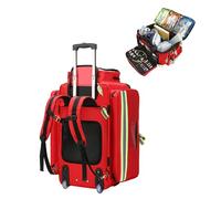 Large First Aid Bag Empty, Medical Bag on Wheels, Rolling Nurse Tote Trolley, First Responder Bag Empty with Adjustable Shoulder Strap, Medicine Organizer Box Travel First Aid kit for Nurse, Doctor