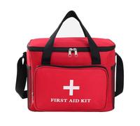 Large First Aid Bag with Adjustable Shoulder Strap, Multi-Pocket Emergency Medical Kit, Travel Utility Pouch (Red)