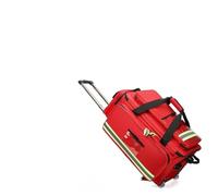 Large First Aid Kit Bag on Wheels - Rolling Medical Backpack with Removable Trolley, Waterproof Organizer Compartments & Reflective Strips for Home, Travel, Camping, Hiking (Red)