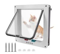 Large Flap, 4 Way Locking Cat Flap Door, Cat Flap Dog Flap Pet Flap Door for Pets（White）