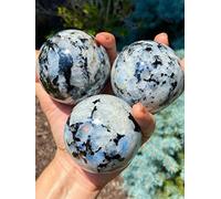 Large Flashy Rainbow Moonstone Sphere Gem Ball Crystal Carved Crystal Ball - Mednd Citation Balls - Feng Shui Supplies - Wealth Stones arystals - Home Office Desk Decor Healing 60-70MM