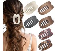Large Flat Hair Clips Oval Claw Clips for Thick Medium Thin Hair 4-6Pcs Strong Hold Barrettes Duckbill Accessories for Women Girls Leopard Tortoise Shell Matte Solid Neutral Color (7pc mix -1)