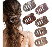 Large Flat Hair Clips Oval Claw Clips for Thick Medium Thin Hair 4-6Pcs Strong Hold Barrettes Duckbill Accessories for Women Girls Leopard Tortoise Shell Matte Solid Neutral Color (7pc mix -2)