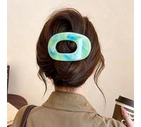 Large Flat Oval Claw Clips for Women Glossy Non Slip Strong Hold Hair Clips Lay Flat Design Hair Accessories for Thick Thin Hair Work Yoga Daily Use (Green)