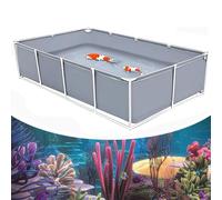 Large Flexible PVC Canvas Fish Pond Liner with Steel Frame - Free-Standing Indoor/Outdoor Aquarium Tank for Goldfish Breeding, 200x100x80cm