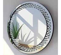 LARGE FLOATING JEWELLED ROUND WALL MIRROR FLOATING DIAMANTE GLITZ CLEAR JEWELLED NEW CRYSTAL DECOR MIRROR IDEAL FOR GIFT 60CM