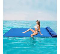 Large Floating Mat for Kids And Family,Anti-Tear 3-Layer XPE Foam Water Pad for Lake Pool Beach Ocean - Summer Recreation Outdoor Fun,Blue,2.7mx1.2mx3.3cm