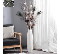 Large Floor Ceramic Vase 24 Inches Tall,White Modern Flower Tall Vases for Office, Home,Farmhouse,Living Room Décor,Simple Origami Design Fall Decorative Porcelain Flower Arrangement Vase Best Gift