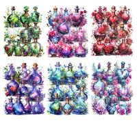 Large Floral Magical Potion Bottle Sticker Set - 60 Pcs Colorful Fantasy Potion Bottle Aesthetic Decals for Scrapbooking, Journals, Laptops Art Crafts, Witch Supplies