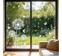 Large Floral Window Stickers - 30x54cm Static Cling Reusable Decals, Elegant Dandelion Design for Home Decor & Party Backdrop