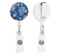 Large Florals on Rich Blue Luxury Silk Fabric Retractable Badge Holder Reel Clip ID Card Holder for Doctor Nurse Student Office Worker