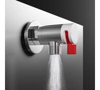 Large Flow Angle Valve for Hot & Cold Water, 360° Rotating Triangle Stop Valve Connector, Brass Body, 90 x 58 mm, Bathroom & Kitchen Plumbing Fixture(RED)