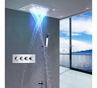 Large Flow Constant Top Spray Screen Waterfall Massage Rain Set Multi-function Temperature Control LED Light Shower Faucet Not Rusting