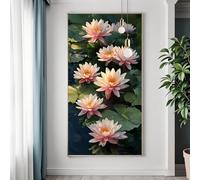 Large Flower Diamond Art Kits Adults, 5D Diamond Painting Lotus Crystal Art Kits for Adults Beginner, DIY Square Full Drill Gem Painting Canvas Arts and Crafts Pictures for Room Decor 50x100 cm C-7