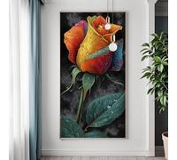 Large Flower Diamond Art Kits Adults, 5D Diamond Painting Rose Crystal Art Kits for Adults Beginner, DIY Square Full Drill Gem Painting Canvas Arts and Crafts Pictures for Room Decor 80x160 cm J-0