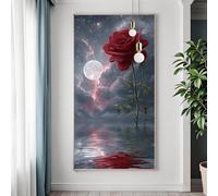 Large Flower Diamond Art Kits Adults, 5D Diamond Painting Rose Crystal Art Kits for Adults Beginner, DIY Square Full Drill Gem Painting Canvas Arts and Crafts Pictures for Room Decor 60x120 cm W-7